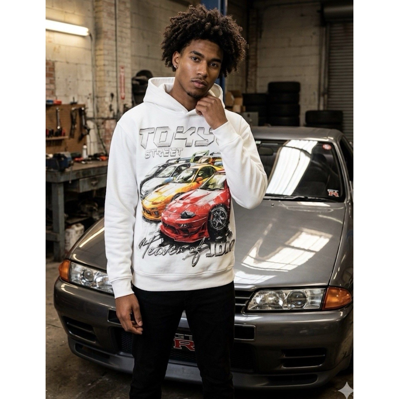 New Pacsun “Tokyo Street Heaven Of Jdm” White Fleece Pullover